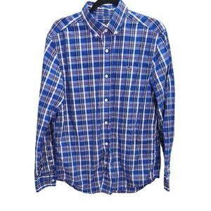 Vineyard Vines Blue Plaid Button Front Long Sleeve  Preppy Men's Shirt Size M